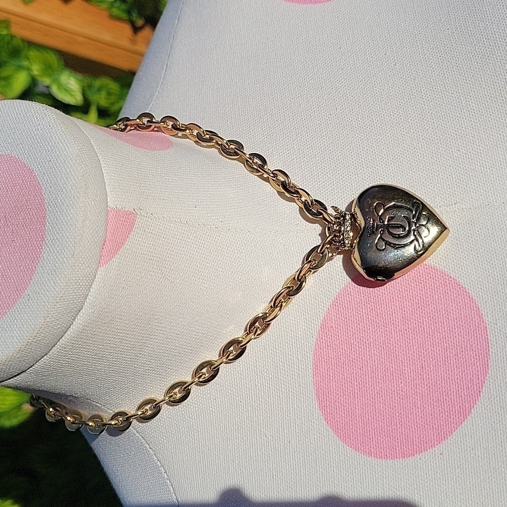 Y2k Vintage Juicy Couture Gold Chunky Chain Heart Photo Locket Necklace